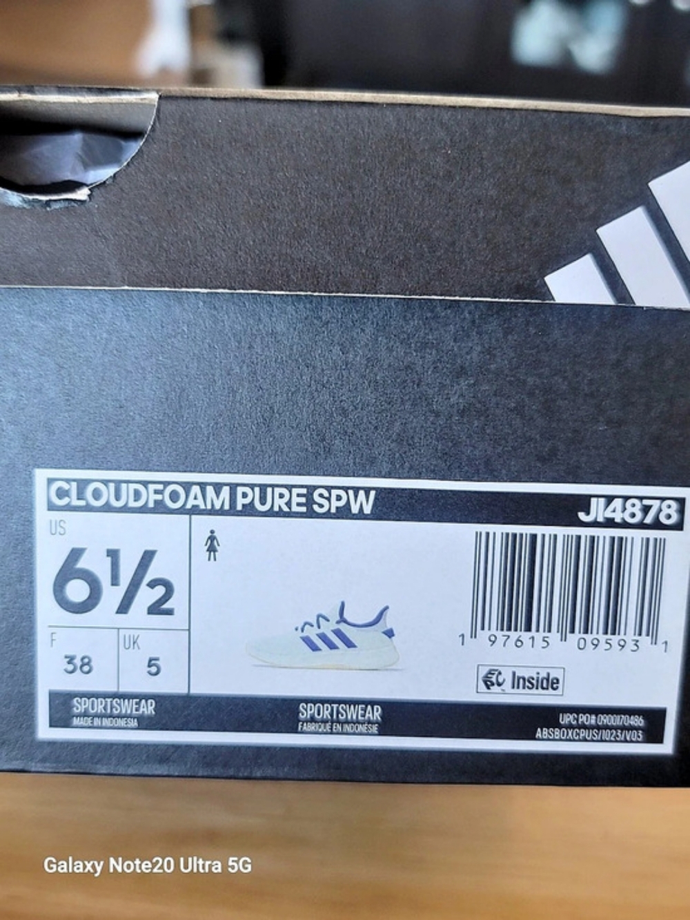 adidas Cloudfoam Pure SPW Athletic Shoes in White & Blue US 6.5 NWT